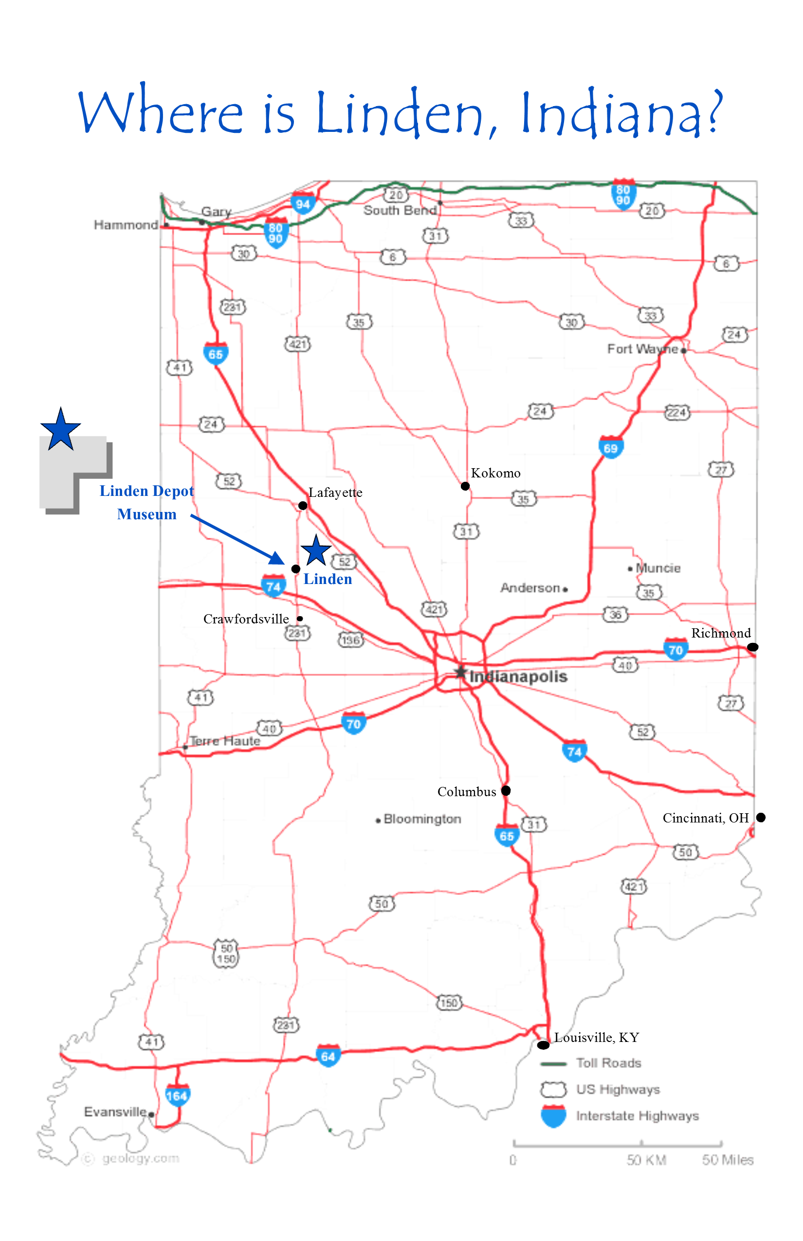 Map showing location of Linden